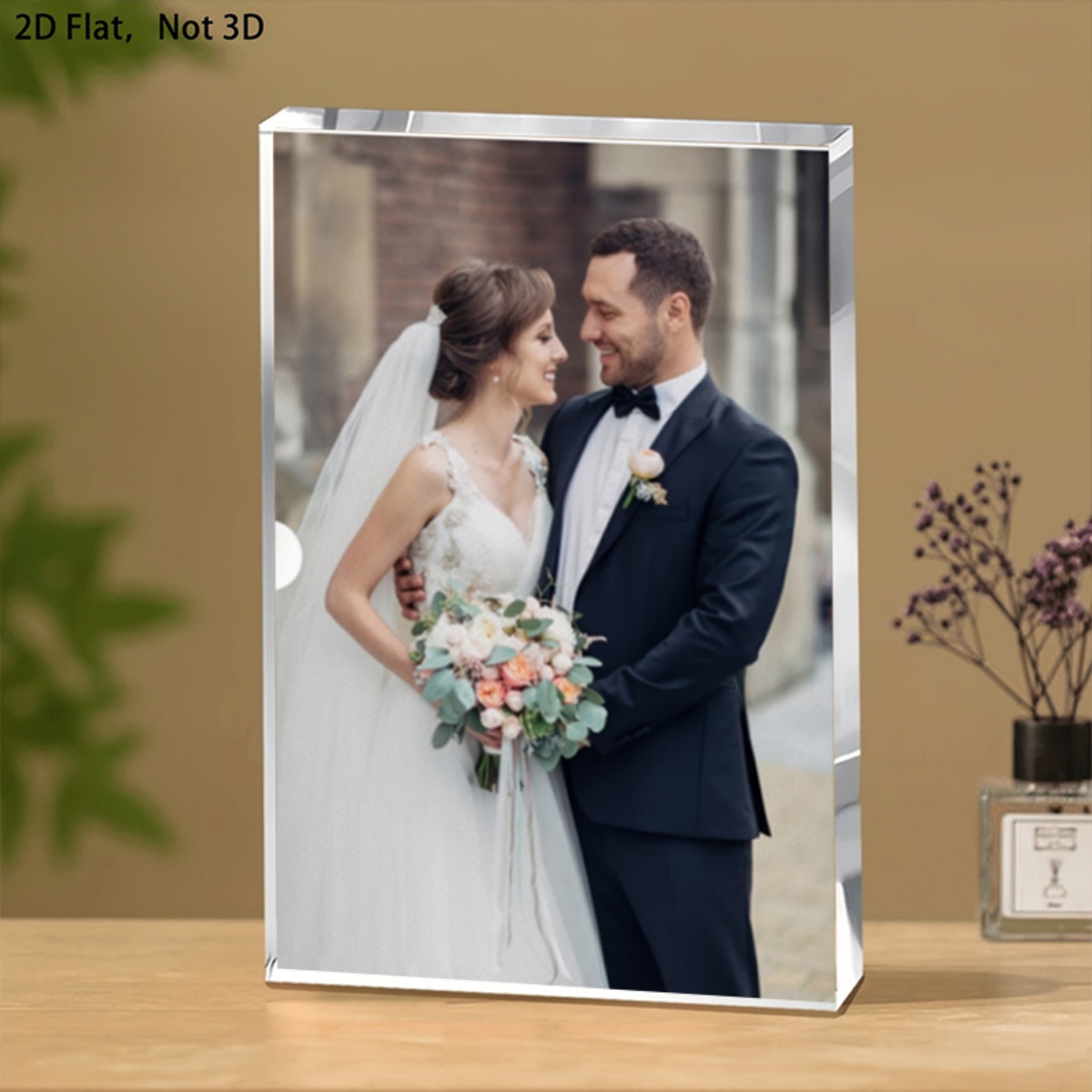 Photo Acrylic Block - 1つのパーソナライズされたアクリルフォトブロック — カスタム写真、家族の肖像画、結婚式の記念品、誕生日プレゼント、寝室やリビングルーム用 D