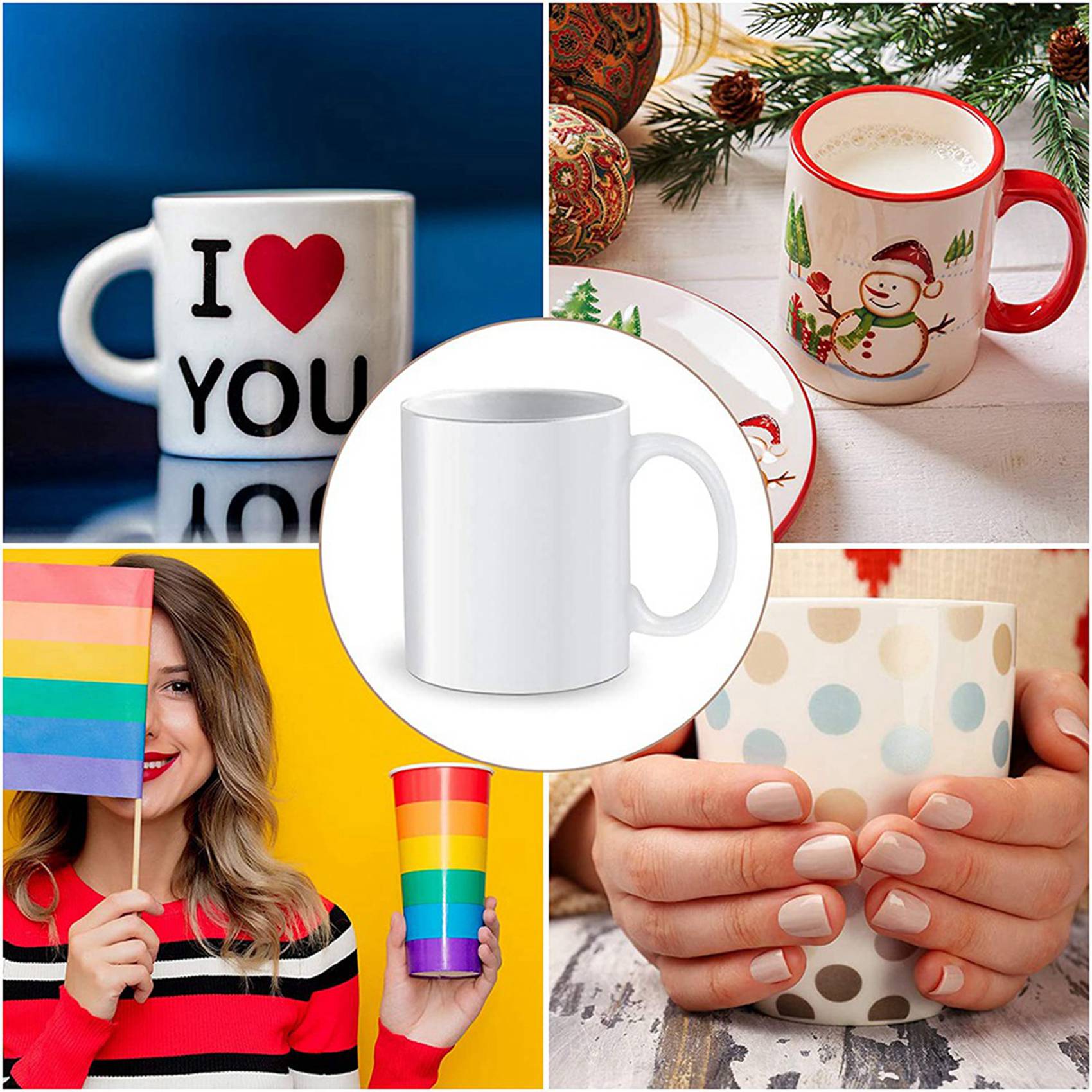 Sublimation Mug White - N09R-140個入り昇華型シュリンクフィルム 5x10インチ 熱転写シュリンクフィルム シュリンク包装袋 白色シュリンクバンド マグカップ用