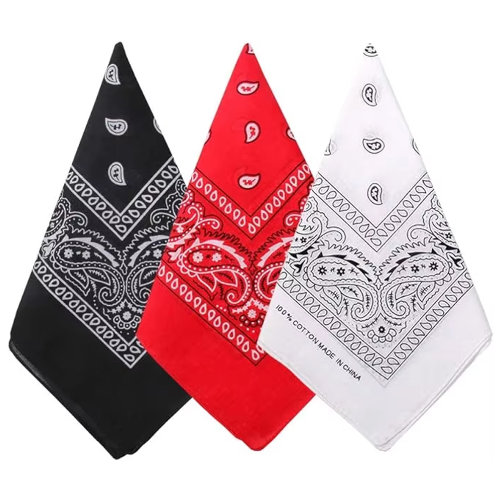 Bandana Blank White - ヒップホップカウボーイペイズリースカーフ大バンダナヘッドスクエアスカーフ男性女性 55 × 55 センチメートル黒赤白