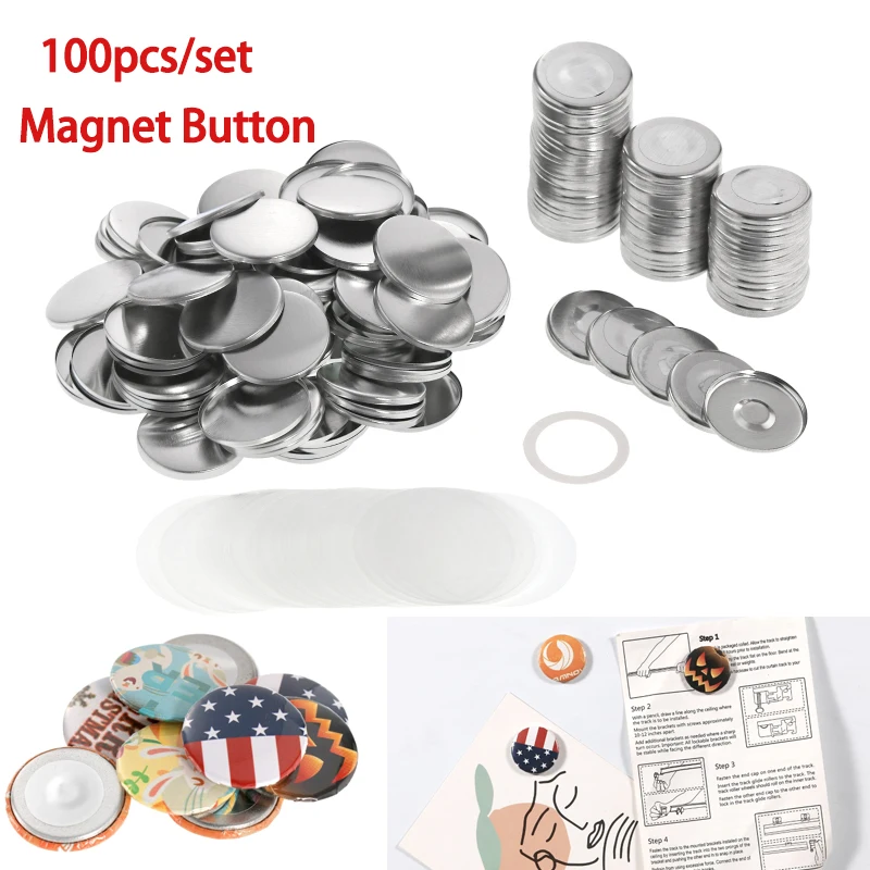 Button Badge Blank - DIY強力磁気冷蔵庫用マグネット、バッジボタン、冷蔵庫のリマインダー、メモステッカー、ブランク素材メーカー、25mm、32mm、58mm、100個
