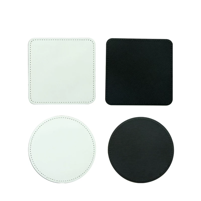 Coaster Sublimation Blank - 10 ピース/ロット新しいブランク昇華 PU レザーマグパッドコースター DIY ヒートプレス印刷転写マグカップマット