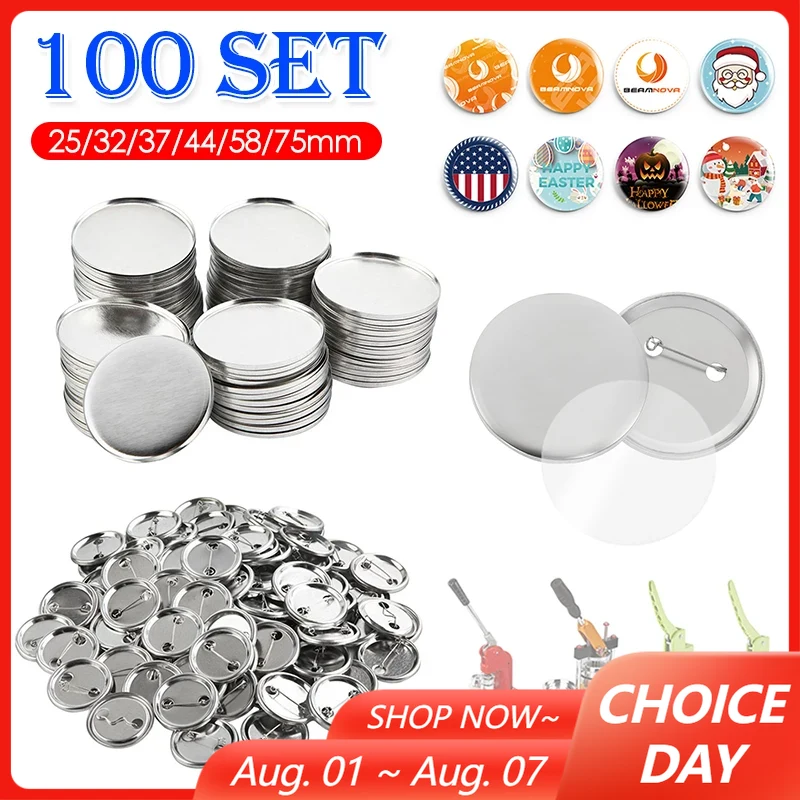 Button Badge Blank - 100 セットブランクバッジピンボタンメーカー部品用品 25 ミリメートル 32 ミリメートル
