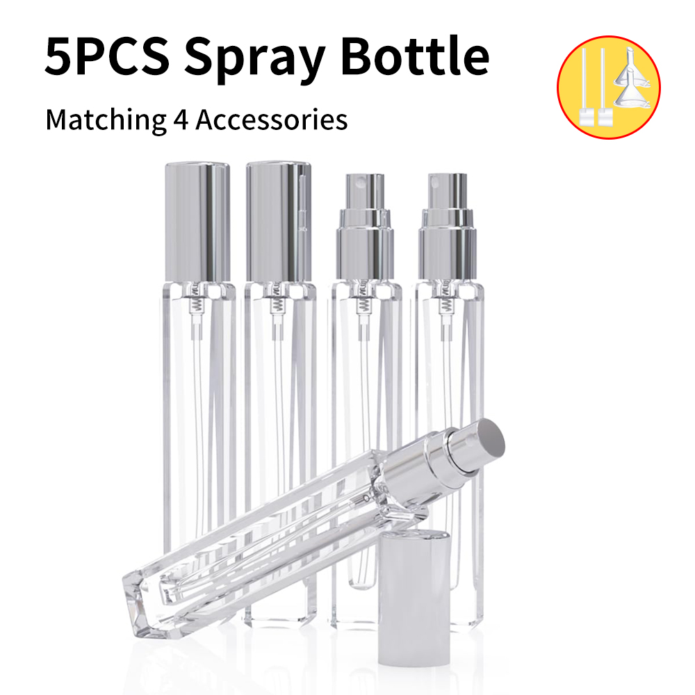Water Bottle Blank - 5個入りコロンアトマイザー空ボトル、10MLミニ香水ボトル、ポケットサイズ香水スプレーボトル、旅行用スプレーボトル、サンプル容器