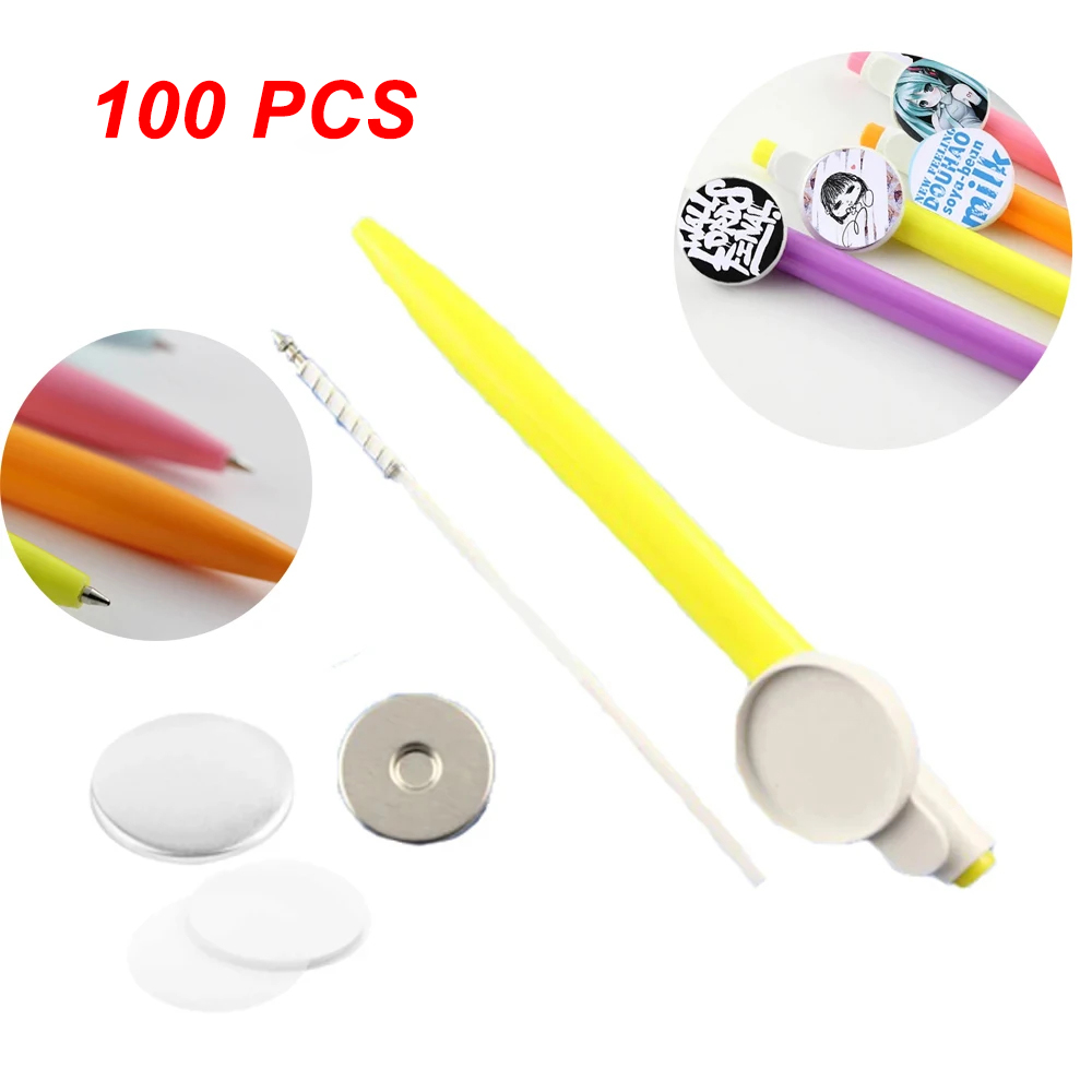 Button Badge Blank - 25mmピンバッジボタンパーツ100個 DIYボールペンブランクバッジメーカーサプライヤー素材 広告ペン 子供へのギフトとして