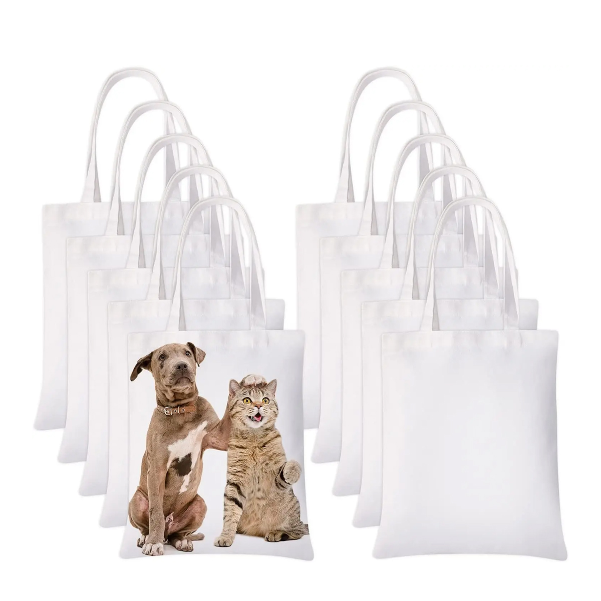 ホワイトキャンバストートバッグ6個、昇華印刷やDIYクラフト - Tote Bag Sublimation のレビューと価格