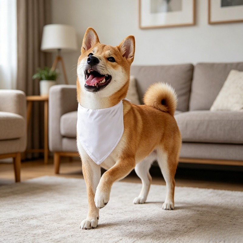 白い犬用バンダナスカーフ、三角形、熱転写昇華プリント用無地ス - Bandana Blank White のレビューと価格
