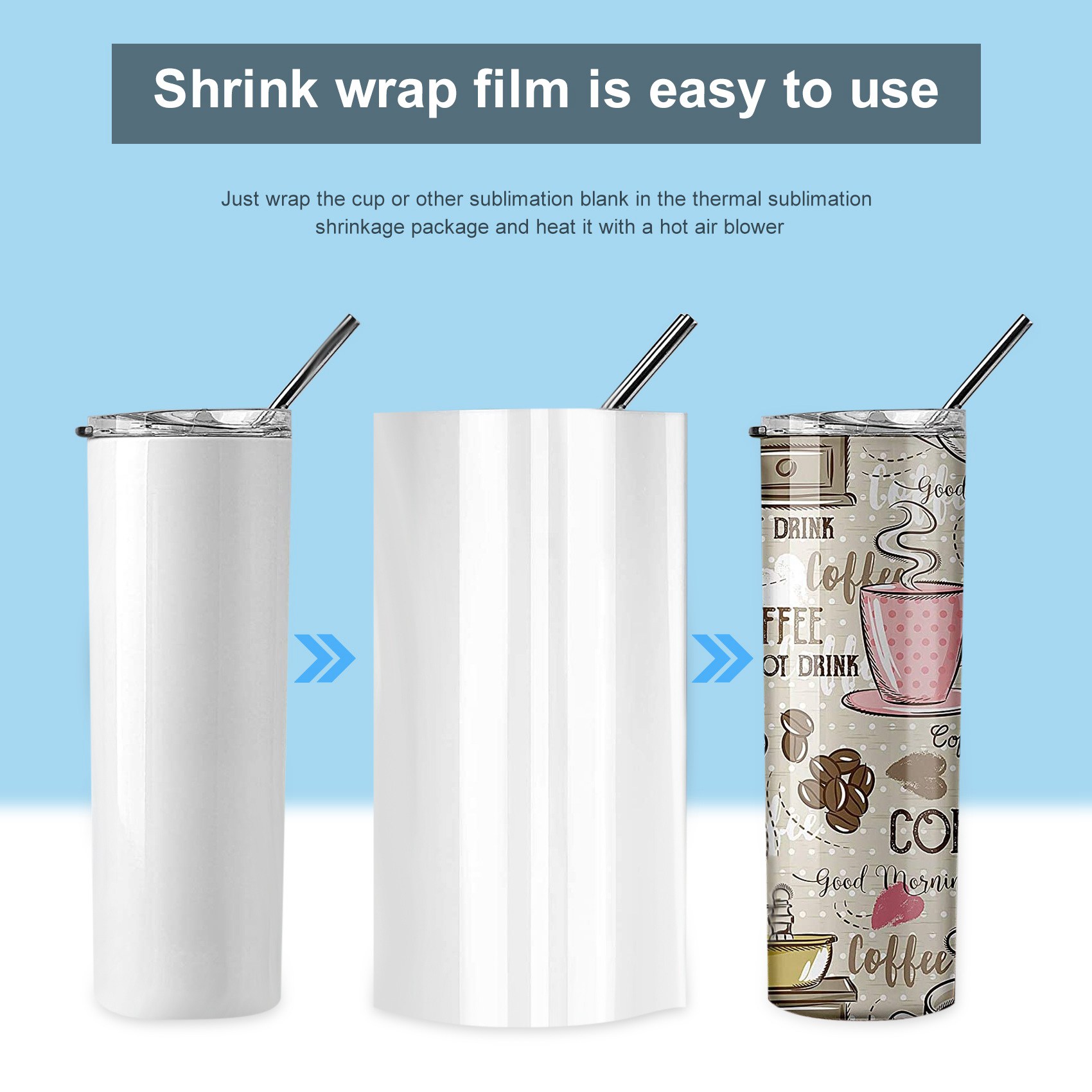 -FTGT 30枚入り昇華シュリンクフィルム、3サイズ熱転写 - Sublimation Mug White のレビューと価格