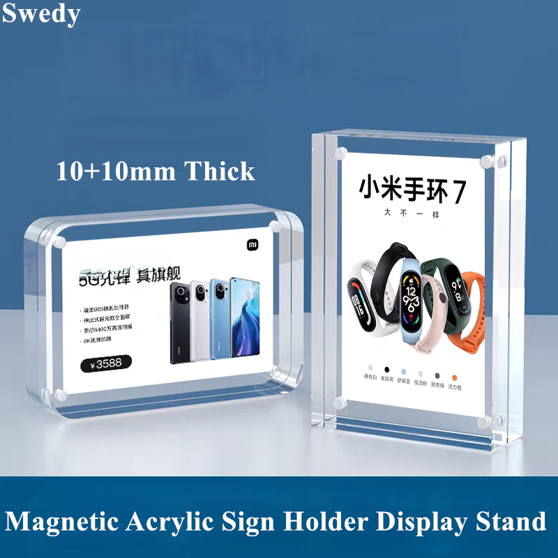 5 個 90 × 55 ミリメートル磁気アクリルサインホルダ - Photo Acrylic Block のレビューと価格
