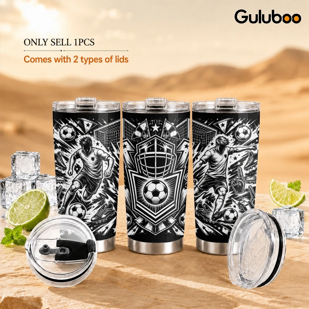 黒白スポーツエンブレム真空断熱ボトル 20oz ステンレス鋼 - Tumbler 20Oz White のレビューと価格