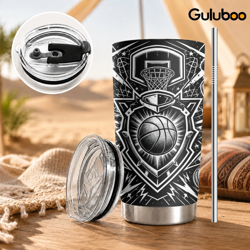 黒白スポーツエンブレム真空断熱ボトル 20oz ステンレス鋼 - Tumbler 20Oz White のレビューと価格