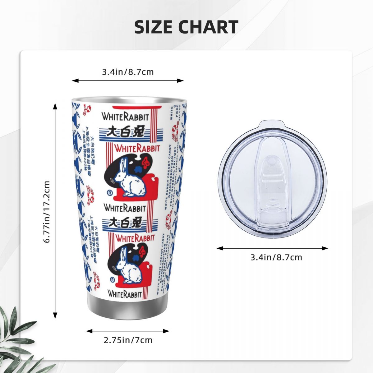 ホワイトラビットキャンディ ステンレス鋼タンブラー 真空断熱 - Tumbler 20Oz White のレビューと価格