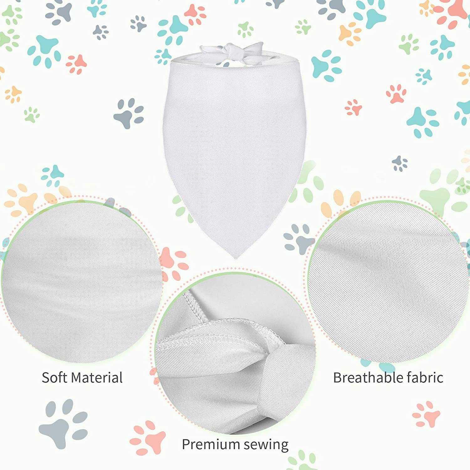 100枚入り昇華ブランクドッグバンダナ、無地ホワイトDIYペ - Bandana Blank White のレビューと価格