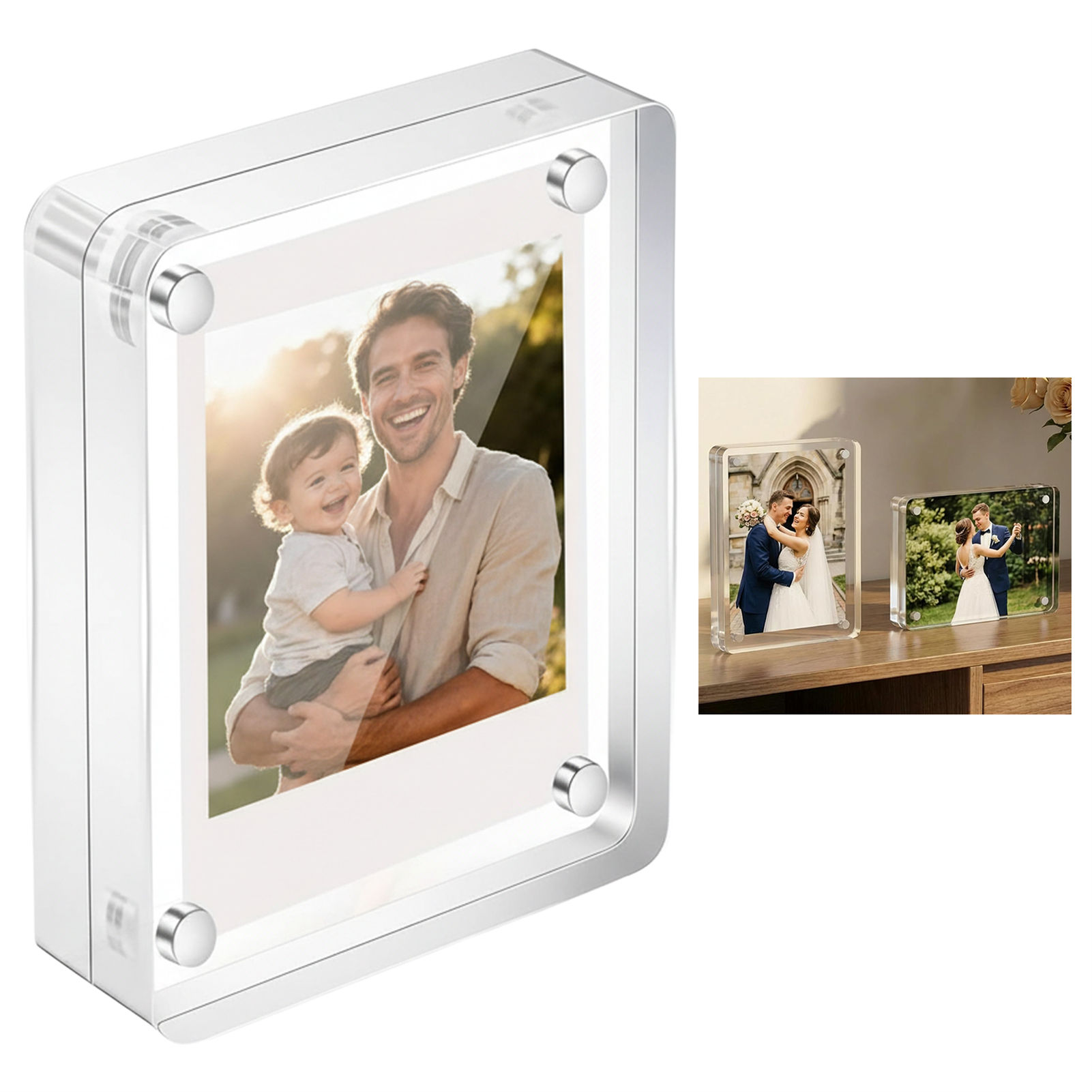 アクリル製マグネットフォトフレーム 2.5x3.5インチ 1 - Photo Acrylic Block のレビューと価格
