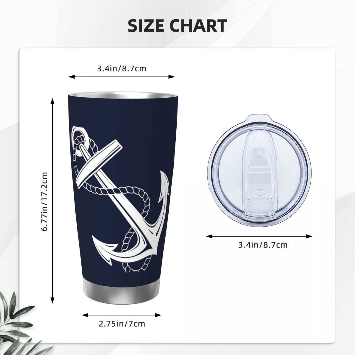 アンカー ノーティカル ホワイト＆ネイビー ステンレススチー - Tumbler 20Oz White のレビューと価格